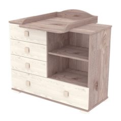   Pelenkázó szekrény 4 fiókkal és polccal szürkésbarna színben