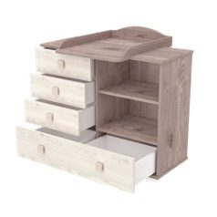   Pelenkázó szekrény 4 fiókkal és polccal szürkésbarna színben