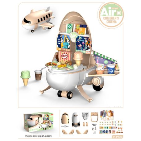 51 részes játék mozi szett repülőgépben