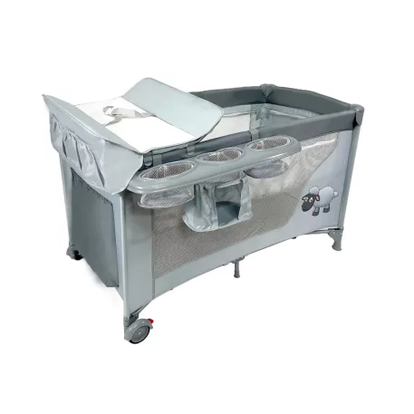 Mama Kiddies Sweet Dreams multifunkciós utazóágy szürke színben bárány mintával