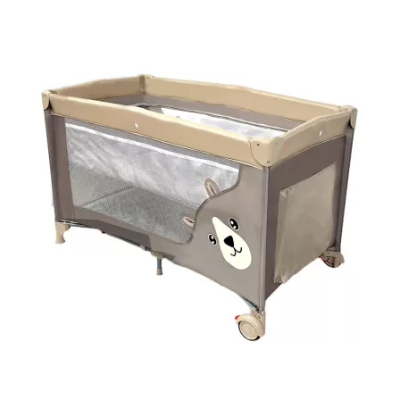 Mama Kiddies Sweet Dreams multifunkciós utazóágy barna színben macis mintával