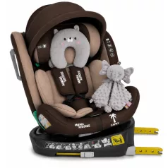   ISOFIX-es 360°-ban forgatható Mama Kiddies® iSize Capry biztonsági autósülés (40 -150 cm) bézs/barna színben + Ajándék
