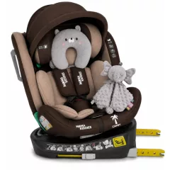   ISOFIX-es 360°-ban forgatható Mama Kiddies® iSize Capry biztonsági autósülés (40 -150 cm) bézs/barna színben + Ajándék