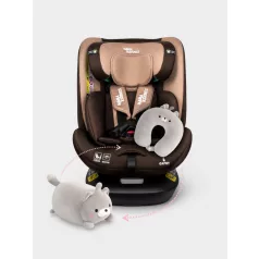   ISOFIX-es 360°-ban forgatható Mama Kiddies® iSize Capry biztonsági autósülés (40 -150 cm) bézs/barna színben + Ajándék
