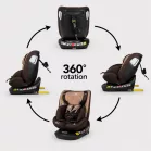 ISOFIX-es 360°-ban forgatható Mama Kiddies® iSize Capry biztonsági autósülés (40 -150 cm) bézs/barna színben + Ajándék