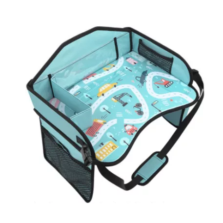 Hordozható asztalka autós mintával - zöld színben