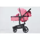 Detský kombinovaný kočík Mama Kiddies Moon Pink: 2 v1 s doplnkami v ružovej farbe