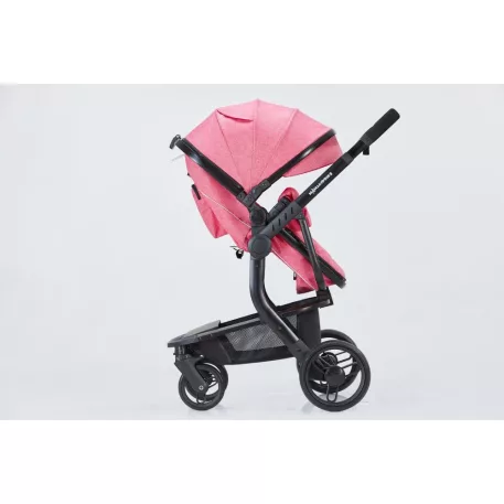 Detský kombinovaný kočík Mama Kiddies Moon Pink: 2 v1 s doplnkami v ružovej farbe