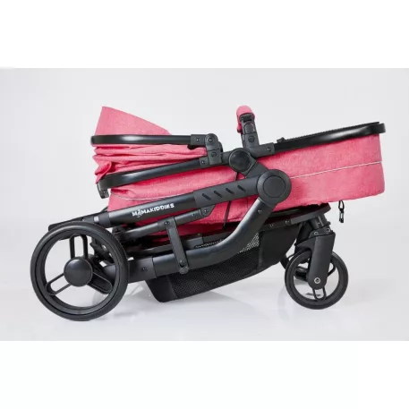 Detský kombinovaný kočík Mama Kiddies Moon Pink: 2 v1 s doplnkami v ružovej farbe