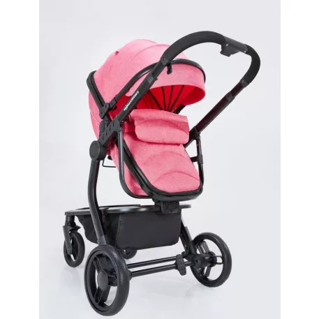 Detský kombinovaný kočík Mama Kiddies Moon Pink: 2 v1 s doplnkami v ružovej farbe