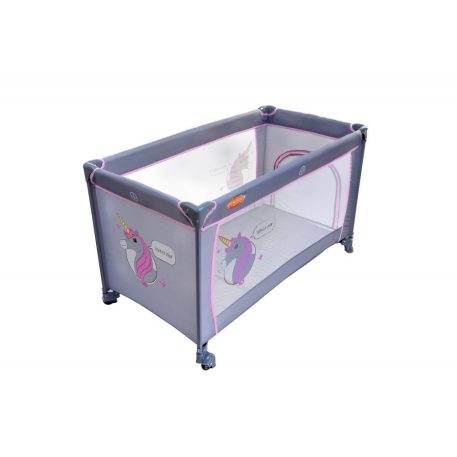 Baby Mix sivá cestovná postieľka s jednorožcom + darček sieťka proti hmyzu
