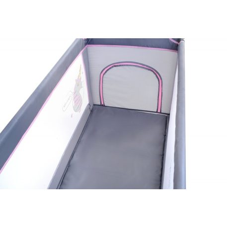 Baby Mix sivá cestovná postieľka s jednorožcom + darček sieťka proti hmyzu