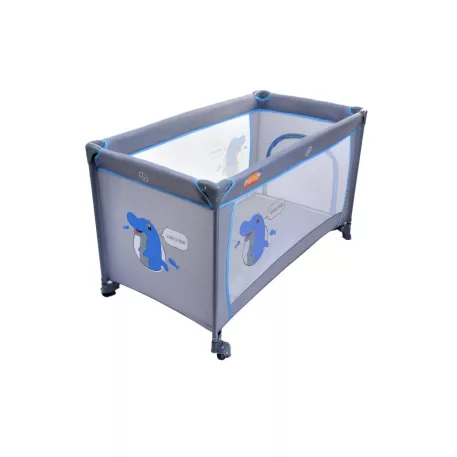 Baby Mix sivá cestovná postieľka s modrým delfínom + darček sieťka proti hmyzu