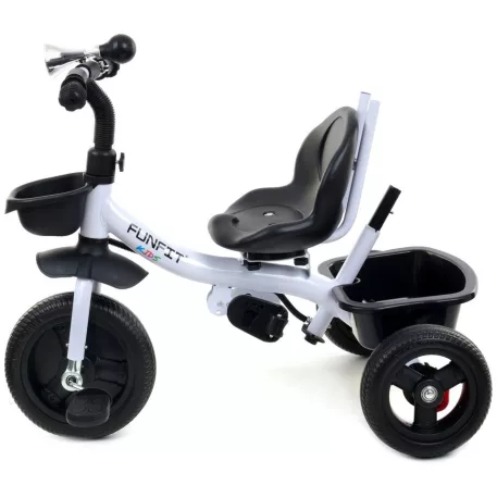 FunFit Kids Twist tricikli tolókarral és lábtartóval szürke színben (360°-ban forgatható ülés)