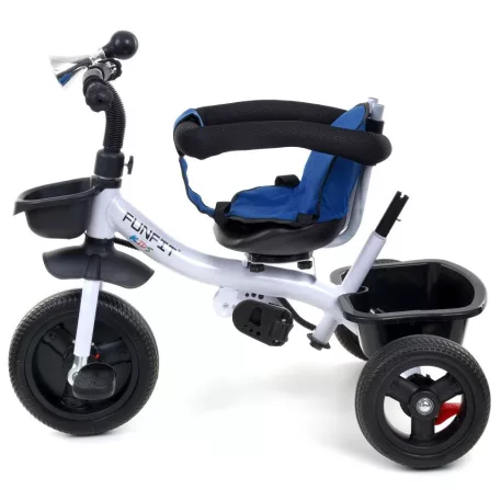 FunFit Kids Twist tricikli tolókarral és lábtartóval kék színben (360°-ban forgatható ülés)