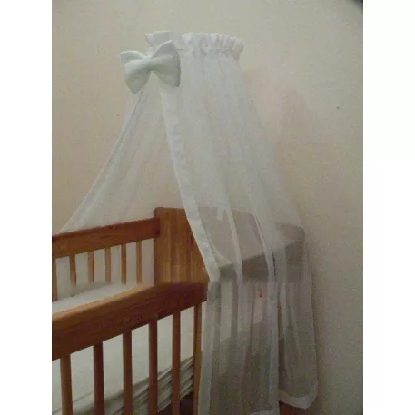 Voile Baldachin Függöny Kiságyhoz – Fehér, 290×140 cm