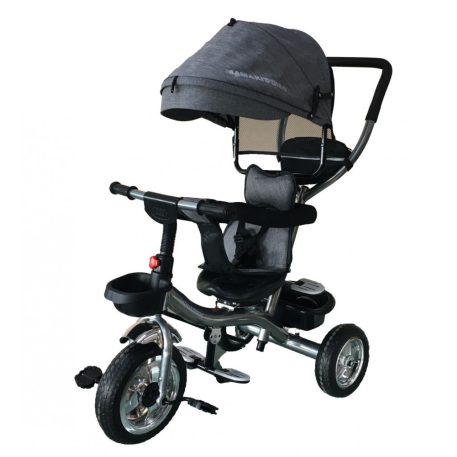 Mama Kiddies Major Trike tricikli szülőkormánnyal és lábtartóval szürke színben (360°-ban forgatható ülés)
