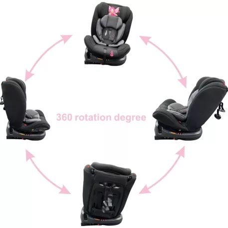 ISOFIX-es 360°-ban forgatható Mama Kiddies Rolling Safari biztonsági autósülés (0-36 kg) Princess mintával + ajándékok