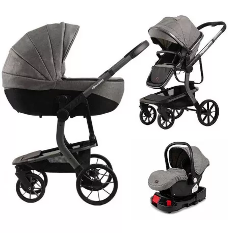 Mama Kiddies Icon 4az1-ben multifunkciós babakocsi szürke színben ISOFIX talppal