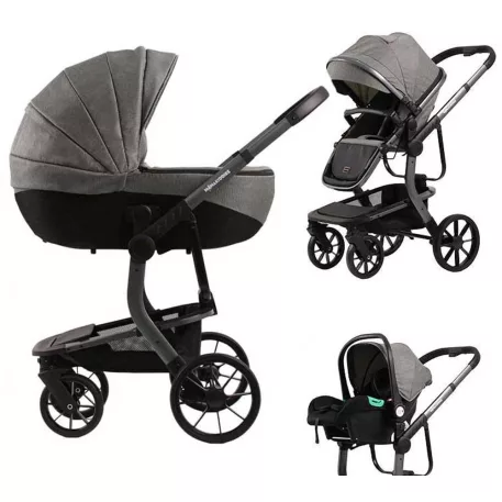 Mama Kiddies® Icon 3 az 1-ben multifunkciós babakocsi kiegészítőkkel szürke színben + Ajándék