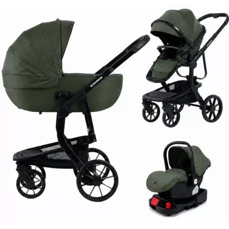 Mama Kiddies® Icon 4 az 1-ben multifunkciós babakocsi kiegészítőkkel zöld színben ISOFIX talppal + Ajándék