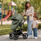 Mama Kiddies Icon zöld babakocsi sportüléssel, lábzsákkal