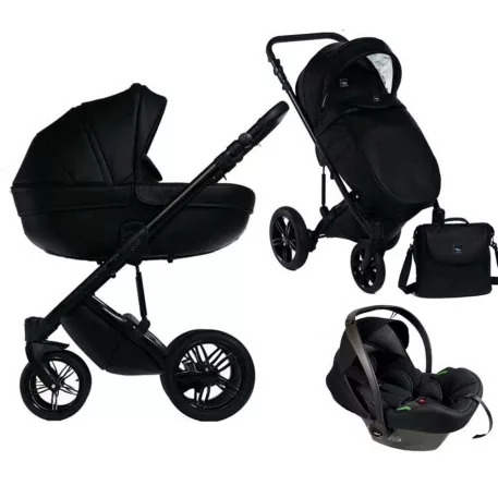 Mama Kiddies® Max 500 3 az 1-ben multifunkciós babakocsi fekete színben kiegészítőkkel + Ajándék