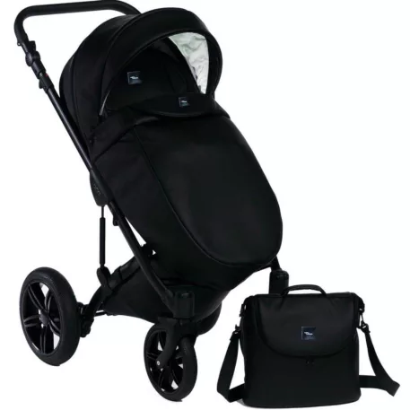 Mama Kiddies Max 500 fekete babakocsi sportüléssel, lábzsákkal