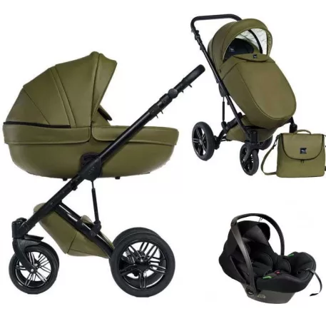 Mama Kiddies® Max 500 3 az 1-ben multifunkciós babakocsi oliva színben kiegészítőkkel + Ajándék