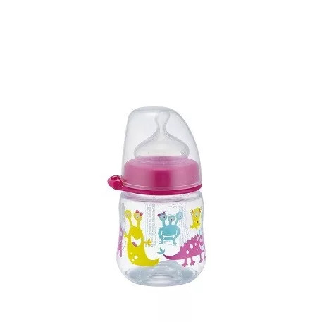 NIP PP széles szájú cumisüveg 150ml szilikon tejes etetőcumival - lányos