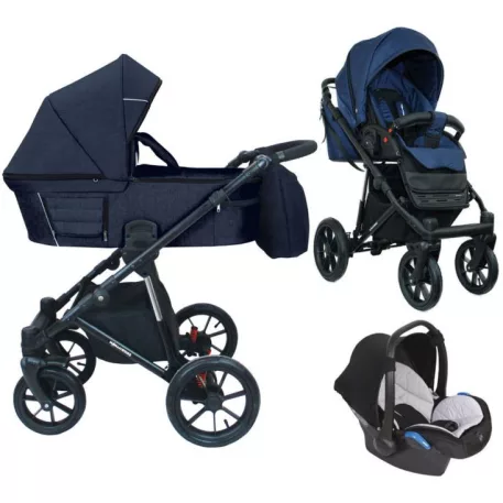 Mama Kiddies® Gino 3 az 1-ben multifunkciós babakocsi kiegészítőkkel kék színben