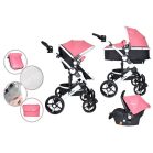 Mama Kiddies Venus 3az1-ben multifunkciós babakocsi kiegészítőkkel pink színben + Ajándék