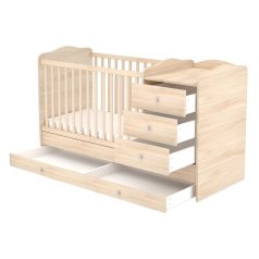   3 fiókos kombinált ágyneműtartós gyermekágy borostyán színben