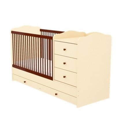 3 fiókos kombinált gyermekágy - csoki-vanília színben