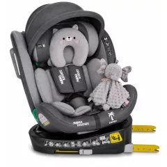   ISOFIX-es 360°-ban forgatható Mama Kiddies® iSize Capry biztonsági autósülés (40 -150 cm) szürke színben + Ajándék