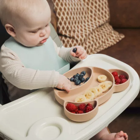 Canpol babies Szilikon osztott tányér tapadókoronggal Mackó krémszín