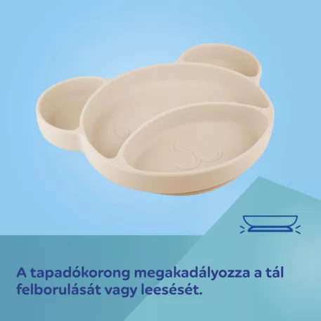 Canpol babies Szilikon osztott tányér tapadókoronggal Mackó krémszín