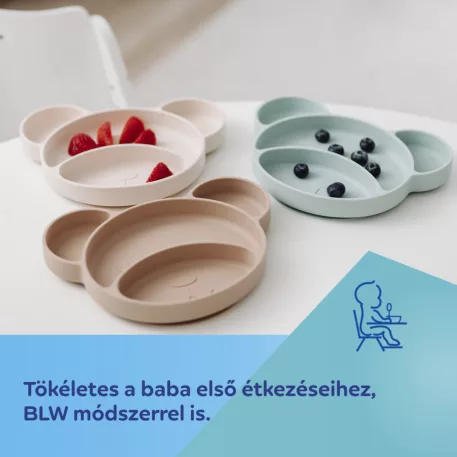 Canpol babies Szilikon osztott tányér tapadókoronggal Mackó zöld