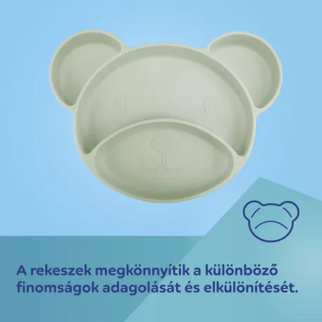 Canpol babies Szilikon osztott tányér tapadókoronggal Mackó zöld