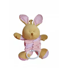   Harmónika felhúzható, zenélő nyuszi 32 cm-es - rózsaszín
