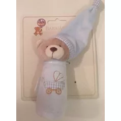 Sípoló plüss macis sapkás marokfigura 13 cm-es - kék
