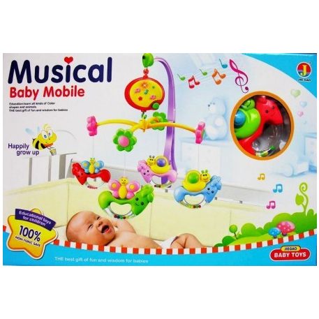 Forgó zenélő világító állatos játék kiságyra - nagy méretű díszdobozos csomagolásban