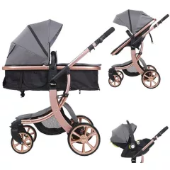   Mama Kiddies® Sun Grey ELITE 3 az 1-ben multifunkciós babakocsi kiegészítőkkel szürke színben + Ajándék