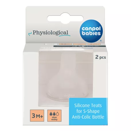 Canpol babies Szilikon etetőcumi az S-alakú cumisüvegekhez 3hó+ 2db lassú