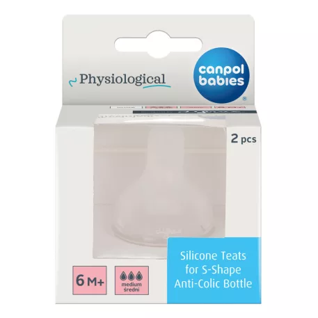 Canpol babies Szilikon etetőcumi az S-alakú cumisüvegekhez 6hó+ 2db közepes