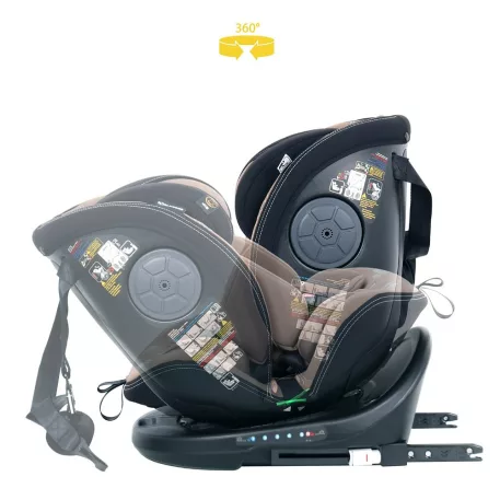 ISOFIX-es 360°-ban forgatható Mama Kiddies i-Size Power GT2 biztonsági autósülés (40 -150 cm) bézs színben ajándék napvédővel