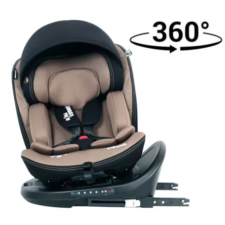 ISOFIX-es 360°-ban forgatható Mama Kiddies i-Size Power GT2 biztonsági autósülés (40 -150 cm) bézs színben ajándék napvédővel