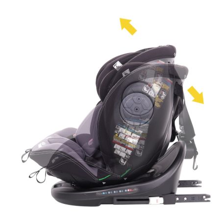 ISOFIX-es 360°-ban forgatható Mama Kiddies i-Size Power GT2 biztonsági autósülés (40 -150 cm) fekete színben ajándék napvédővel