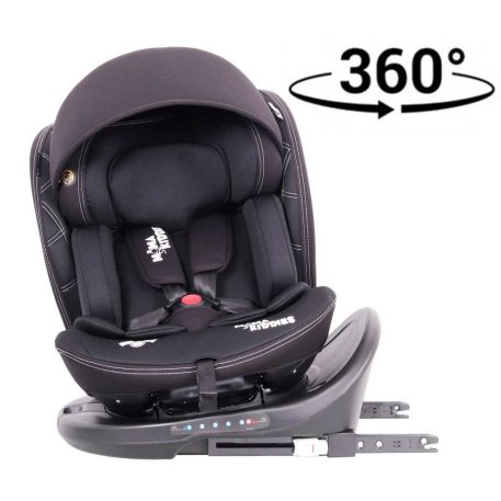 ISOFIX-es 360°-ban forgatható Mama Kiddies i-Size Power GT2 biztonsági autósülés (40 -150 cm) fekete színben ajándék napvédővel