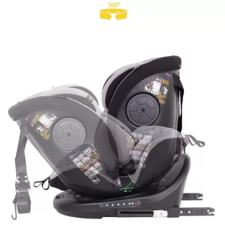 ISOFIX-es 360°-ban forgatható Mama Kiddies i-Size Power GT2 biztonsági autósülés (40 -150 cm) szürke színben ajándék napvédővel